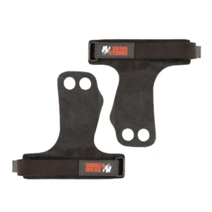 2-Hole Leather Lifting Grips - M, Black