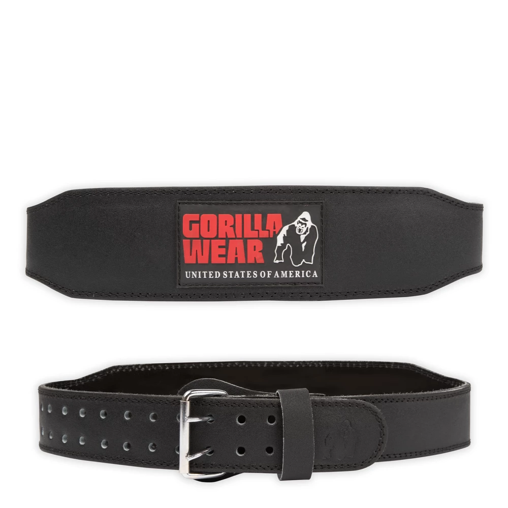 4 Inch Padded Leather Belt - S/M, Black/Red