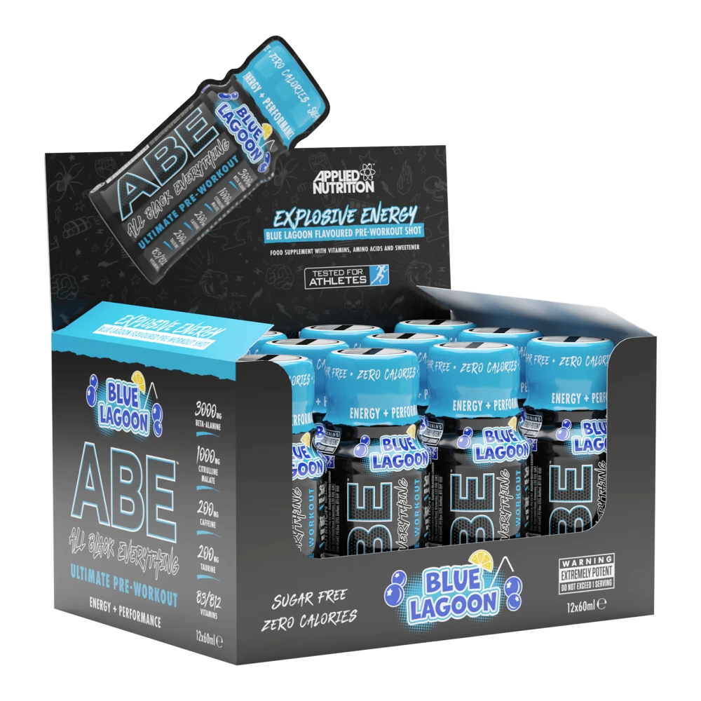 ABE Pre-Workout Shot - Pack de 12, Blue Lagoon