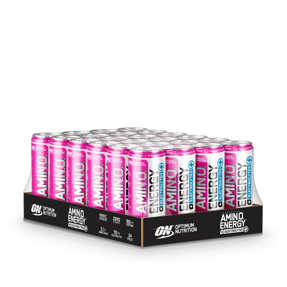 Amino Energy + Electrolytes RTD - Pack de 24, Pink Lemonade