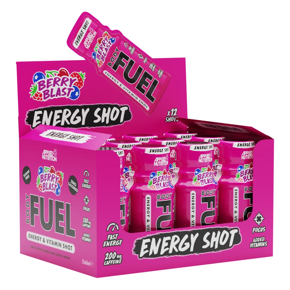 BodyFuel Energy Shot - Pack de 12, Berry Blast