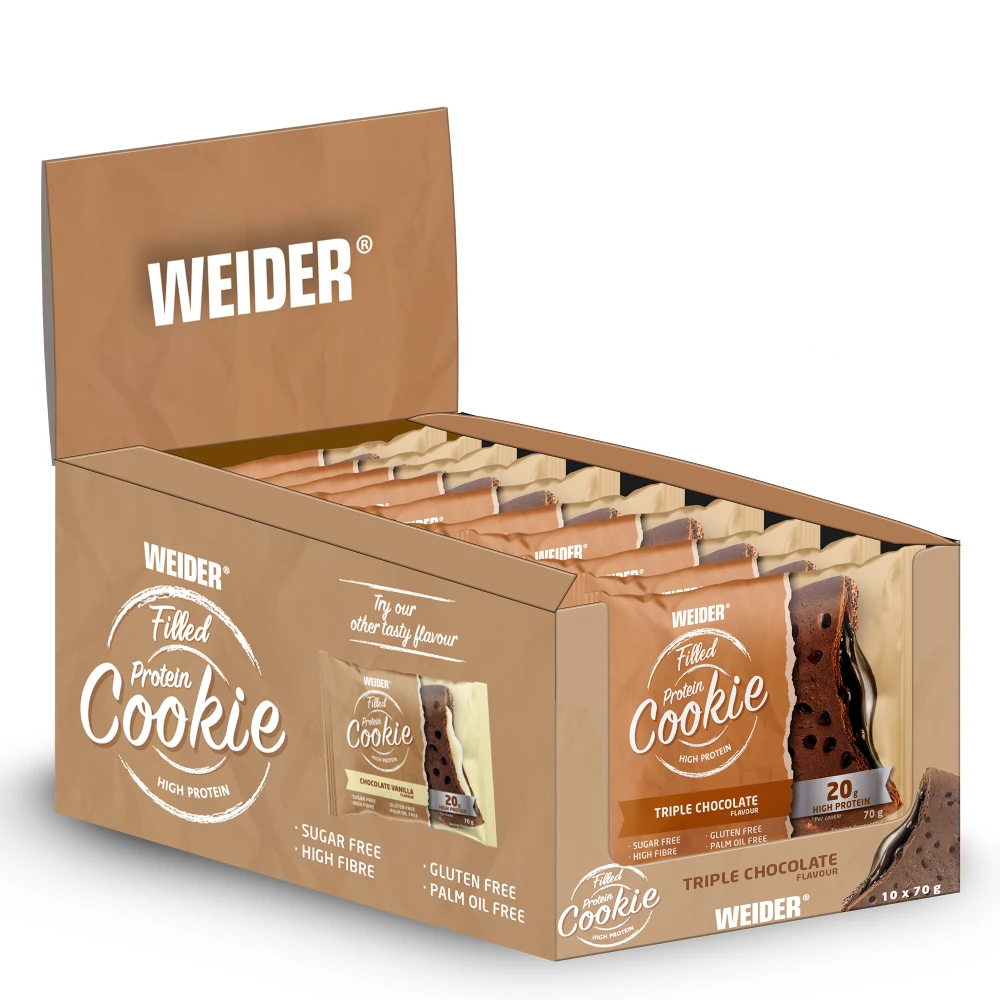 Filled Protein Cookie - Boite de 10, Triple Chocolate