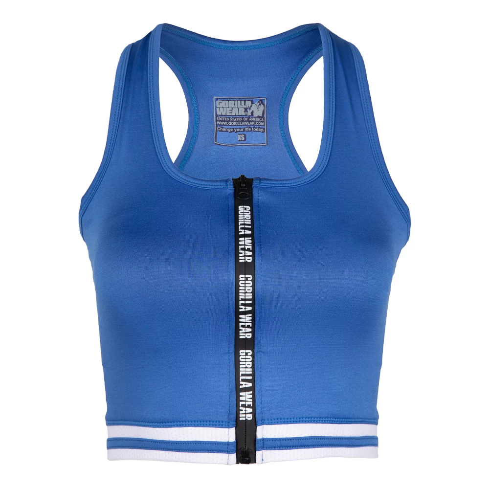 Mesa Zip Front Crop Top - L, Blue