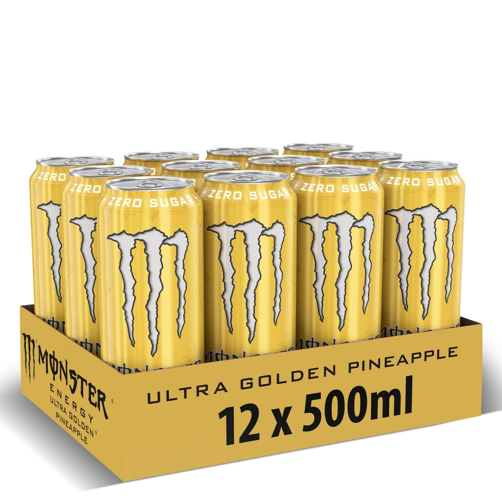Monster Energy Ultra Zero Sugar - Pack de 12, Golden Pineapple