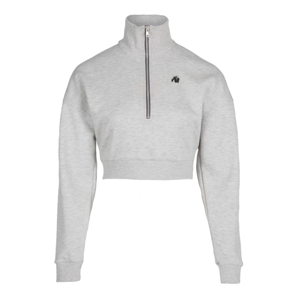 Ocala Cropped Half-Zip Sweatshirt - L, Gray