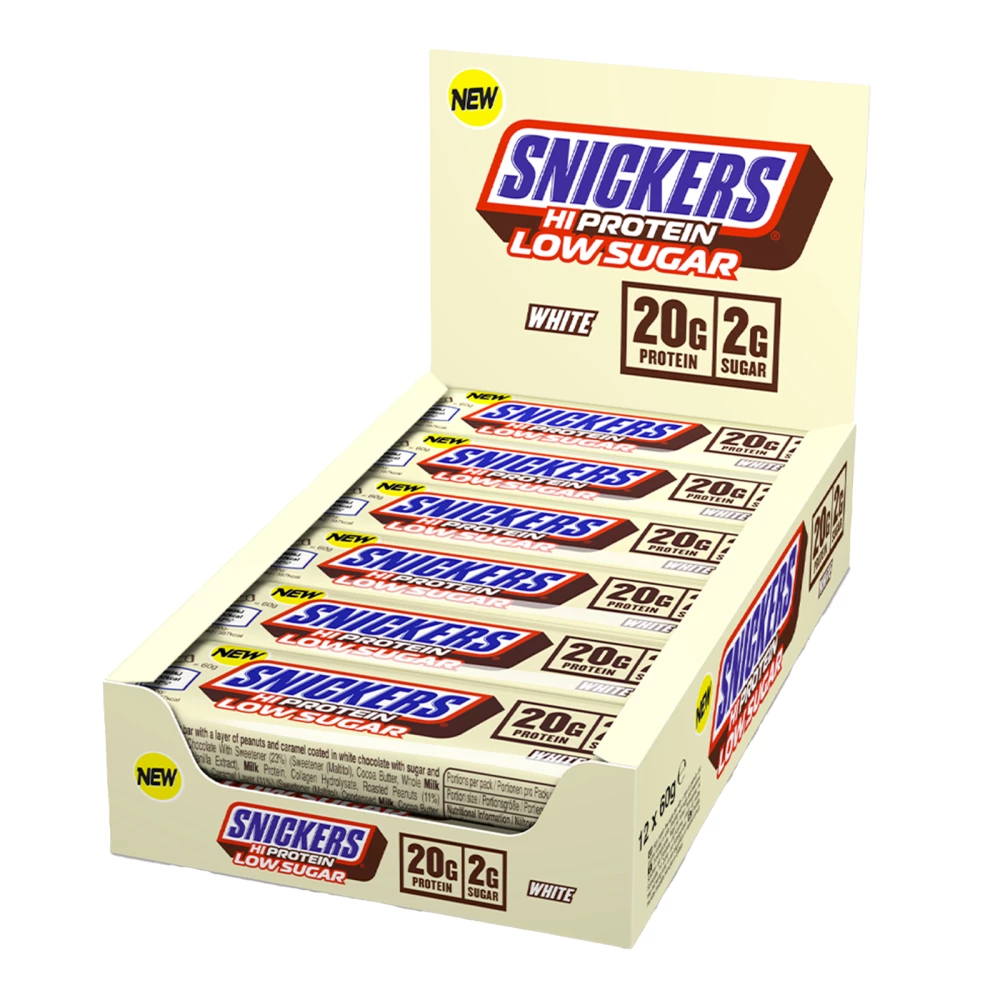 Snickers Hi-Protein Low Sugar - Boite de 12, White Chocolate Peanut
