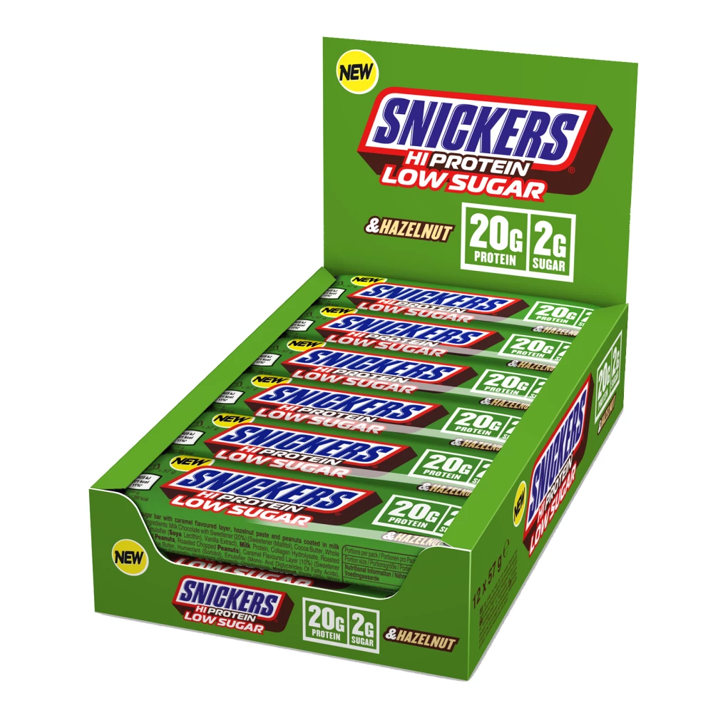 Snickers Hi-Protein Low Sugar - Boite de 12, Hazelnut