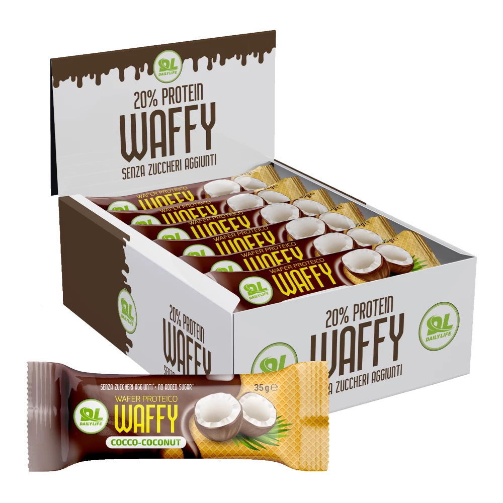 Wafer Proteico Waffy - Boite de 24, Coconut