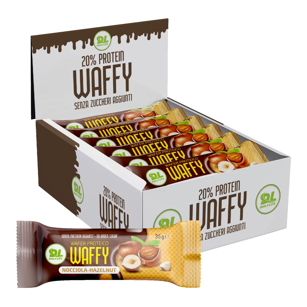 Wafer Proteico Waffy - Boite de 24, Hazelnut