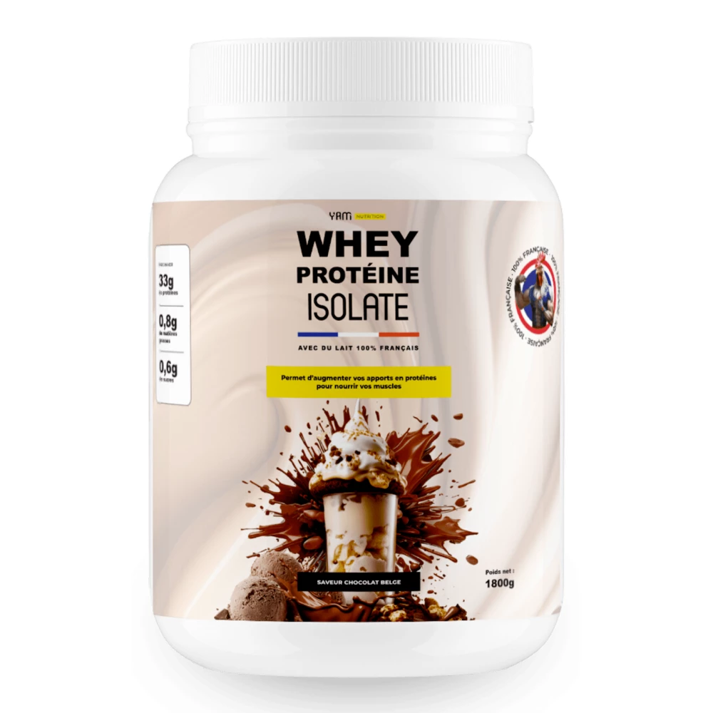 Whey Protéine Isolate - 1800g, Chocolat Belge