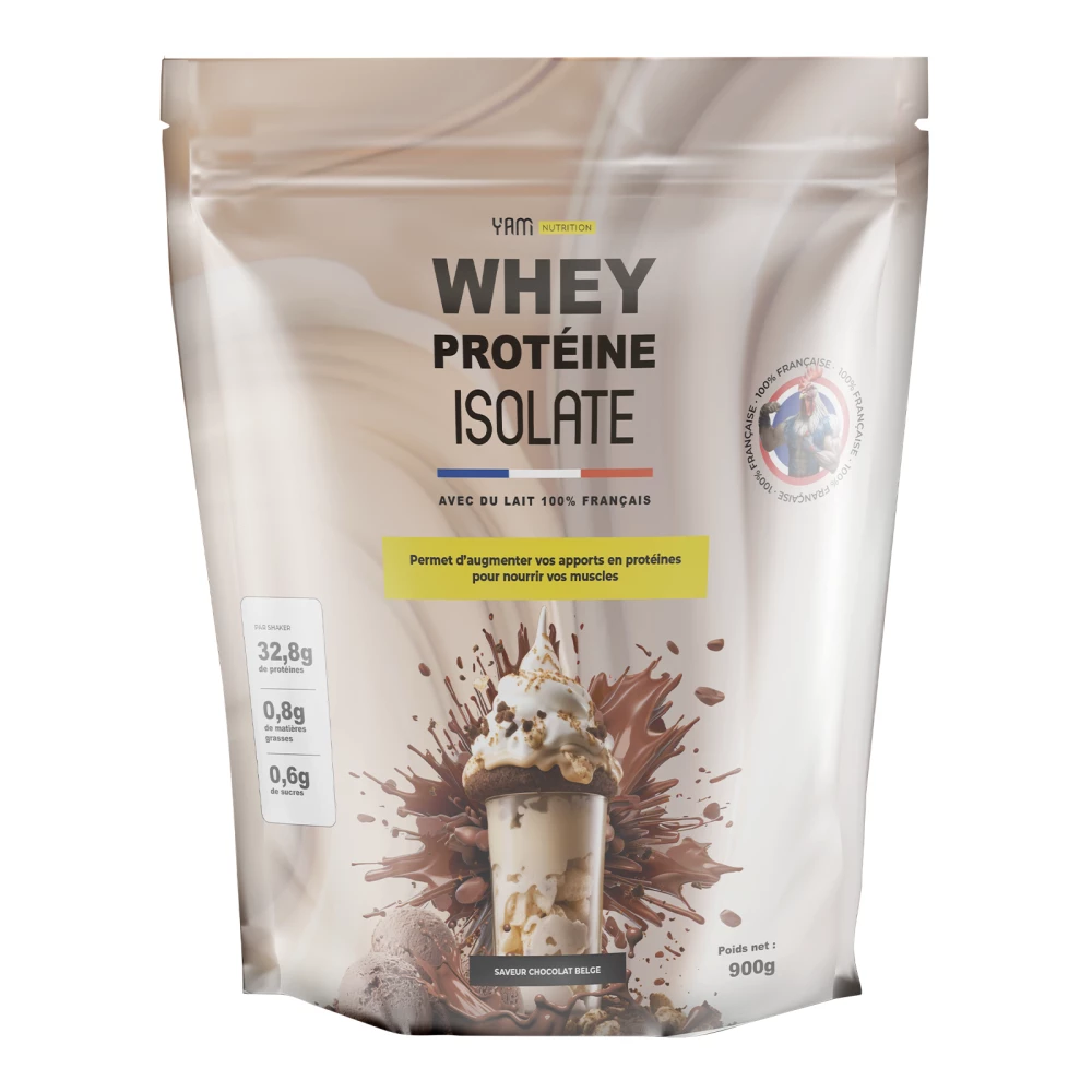 Whey Protéine Isolate - 900g, Chocolat Belge